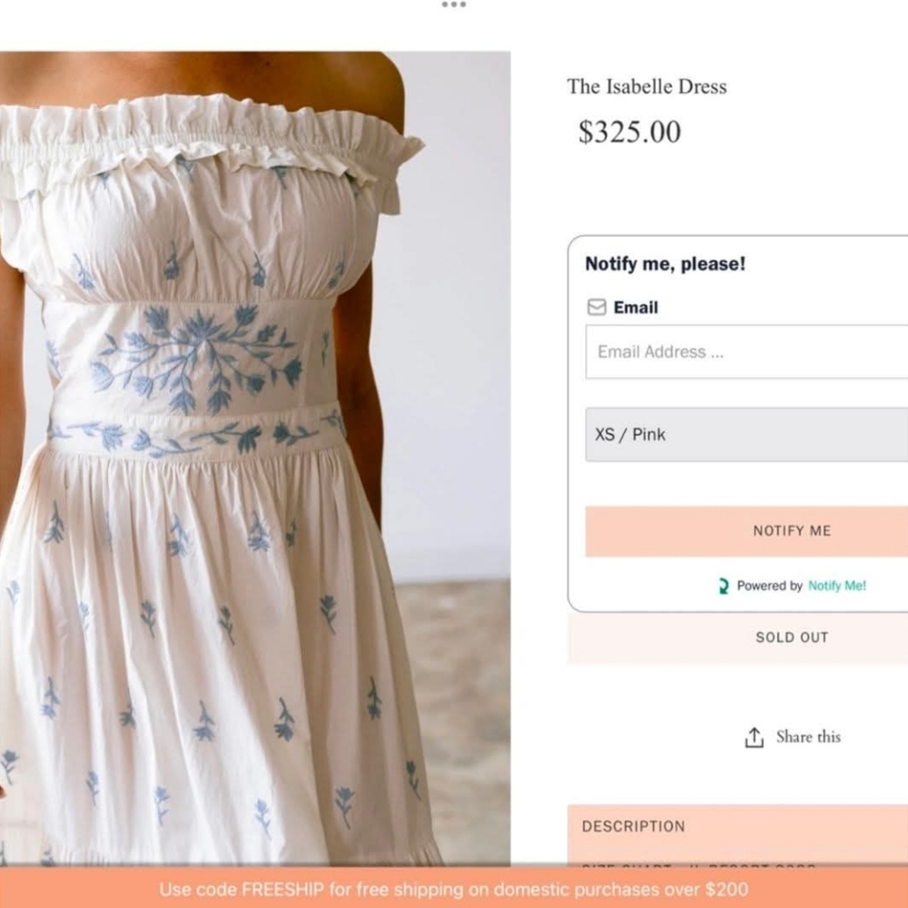 Jefferson Lane Midi Dress Ivory Blue M NWT $325 - Picture 5 of 6